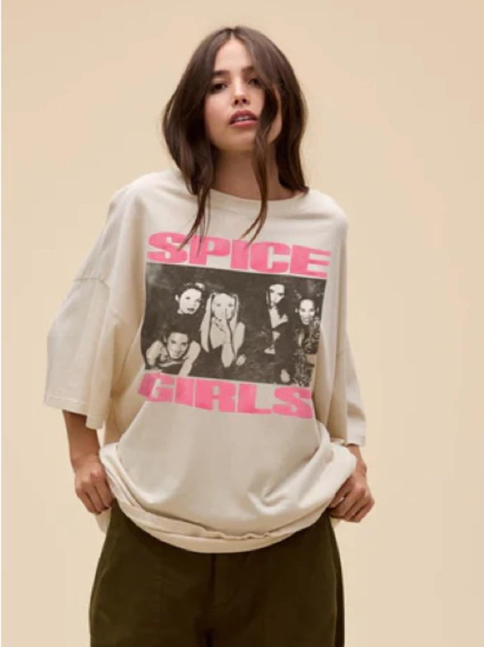 Spice Girls Photo T-Shirt Daydreamer Cream One Size Tee y2k 90’s Tour Merch
